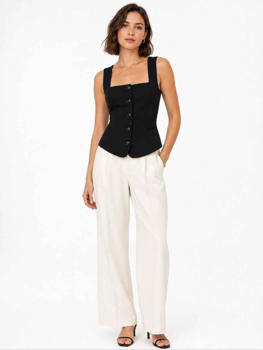 rag & bone Mariana Crepe Vest Black, NWT Size 8